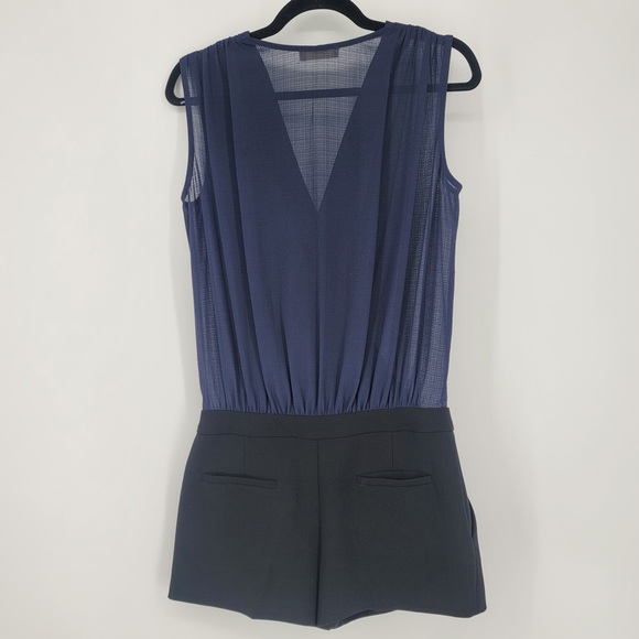 ba&sh Blue Black Faux Wrap Romper Sz 0 - Picture 2 of 4